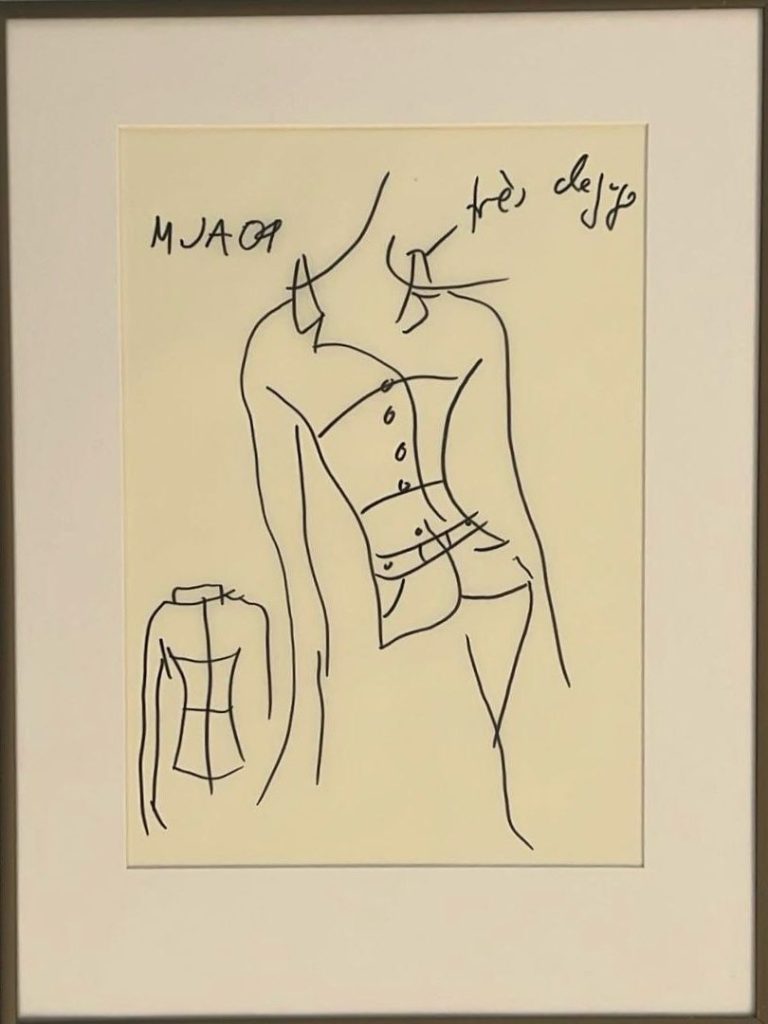 Modedesigns in Aquarell, Skizzen von Schöpfer für eine Kollektion.